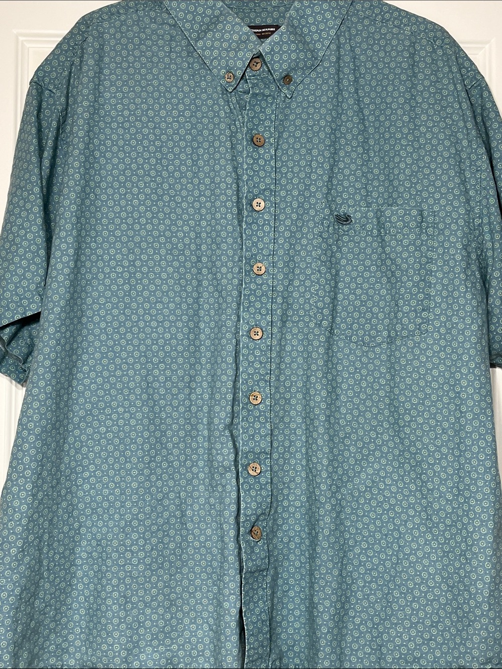 Southern Marsh 2XL Blue Geometric Button Down Short Sleeve Shirt Men’s